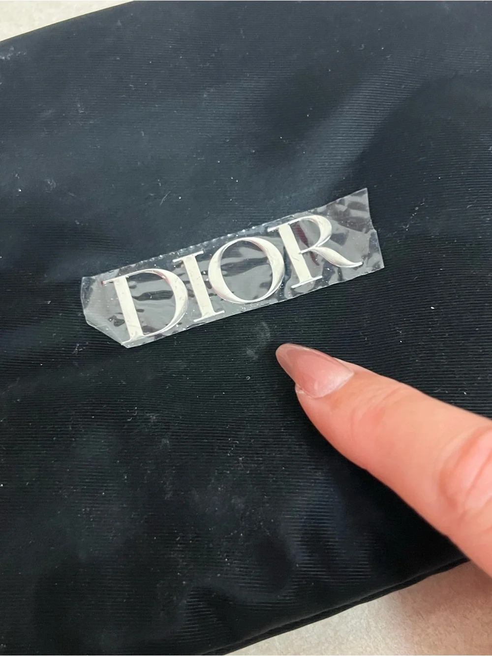 DIOR Cosmetic Bag Black with Silver Metallic Dior Emblem Logo